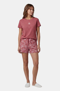Sweet Dreams Floral Printed Short Set - Dusty Red — thumbnail 3